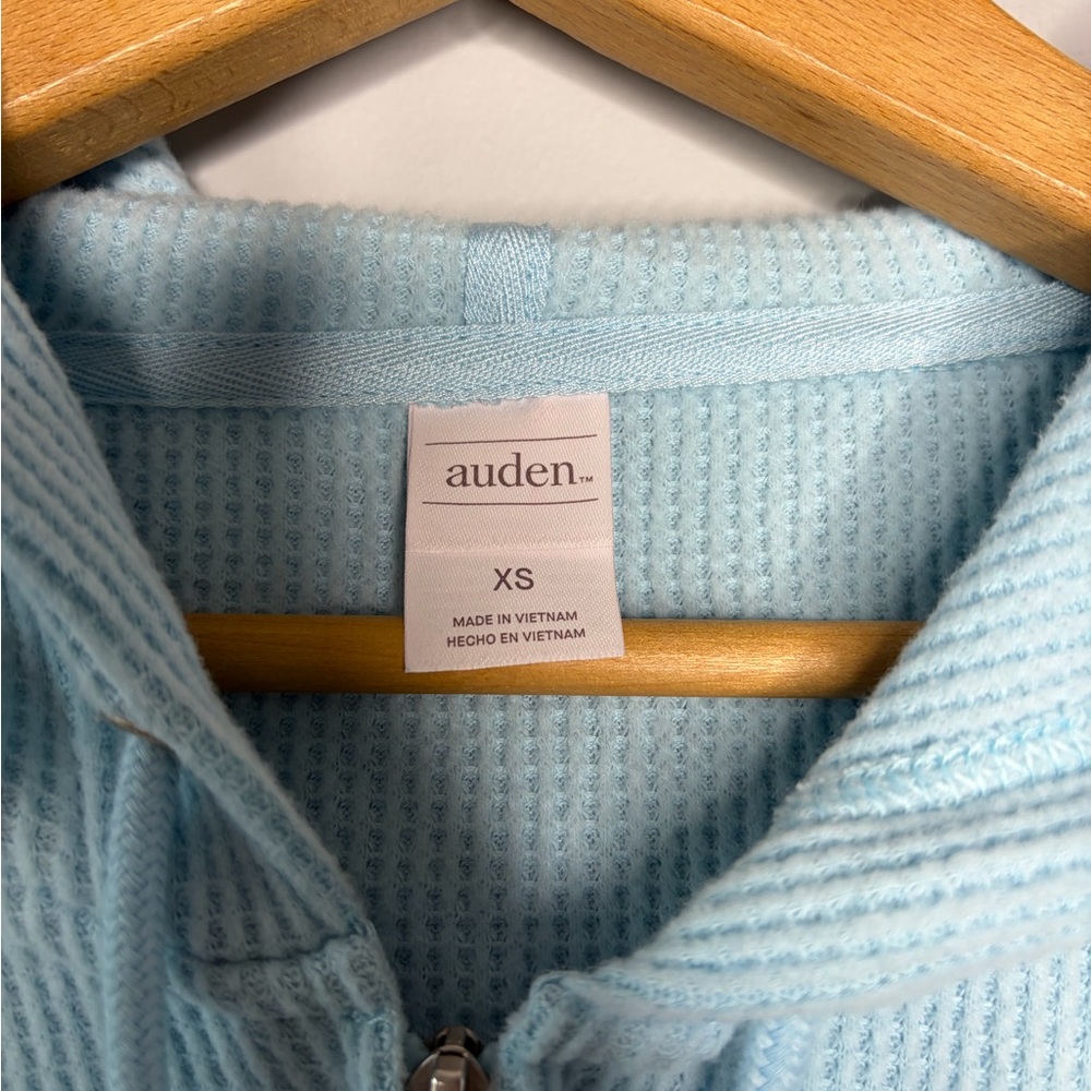 NWT Auden Women's Waffle Thermal Hoodie Sweatshirt Sleep Loungewear Turquoise XS - Picture 5 of 9